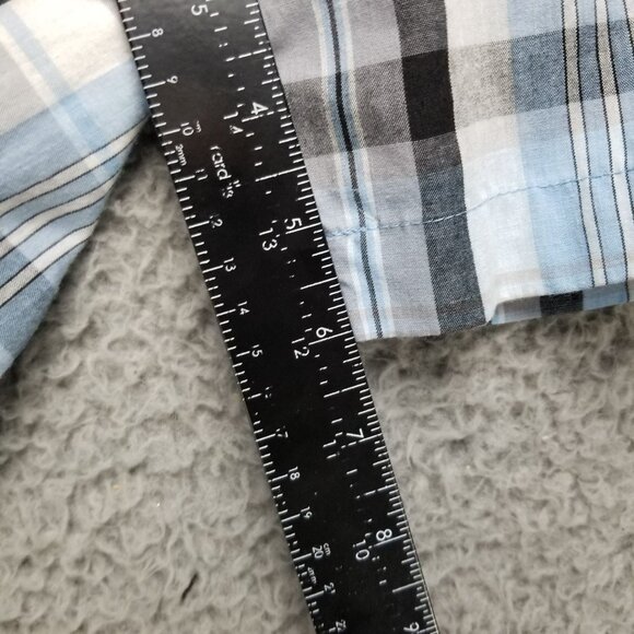 Wrangler Shirt Mens XL Blue Plaid Western Pearl Snap Short Sleeve *Read* - Picture 7 of 10